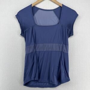 LULULEMON Top 6 Mesh Panel Square Neck Cap Sleeve Running Gym Yoga Purple